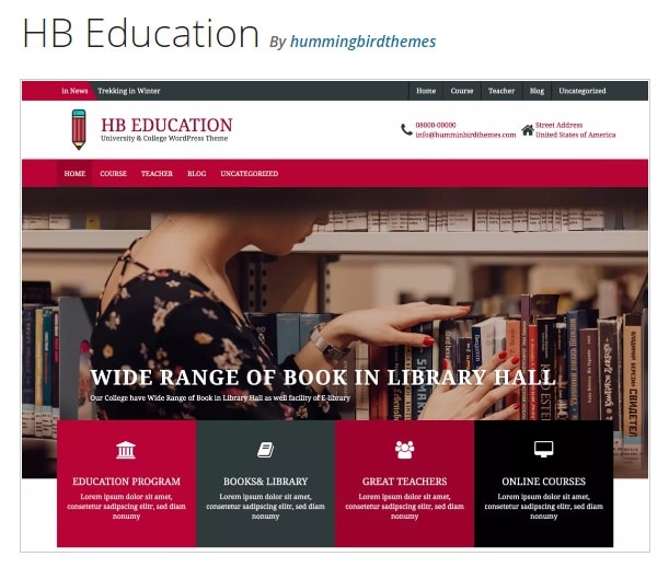 HB Education бесплатная тема вордпресс