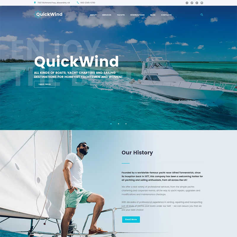 WordPress шаблон Yachting & Voyage Charter