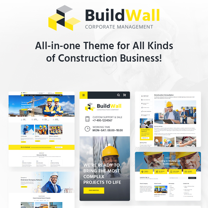 BuildWall - багатоцільовий WordPress шаблон сайту будівельної компанії