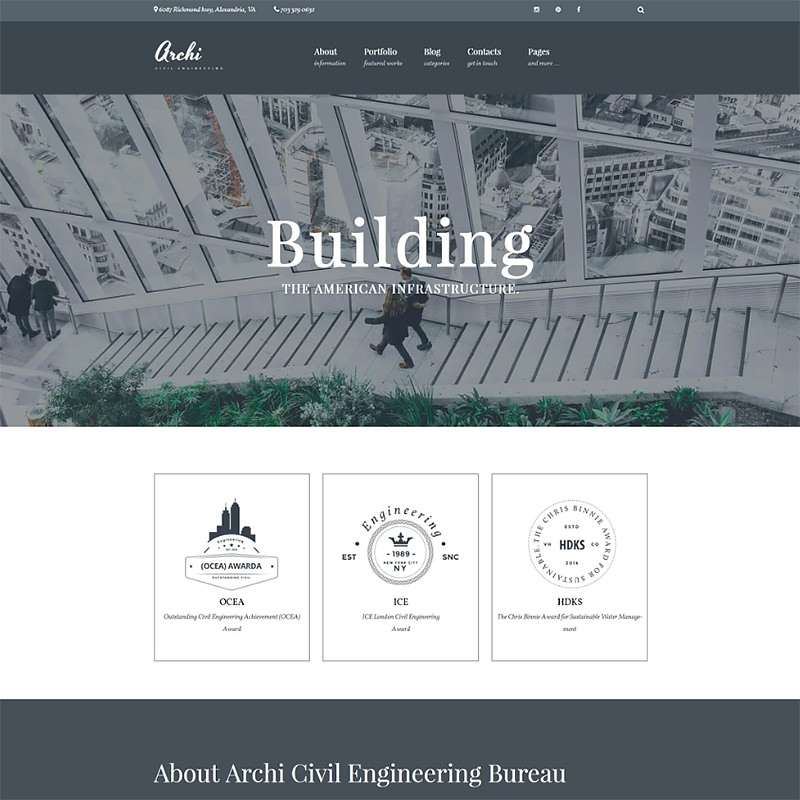 WordPress шаблон Archi - Civil Engineering And Architecture