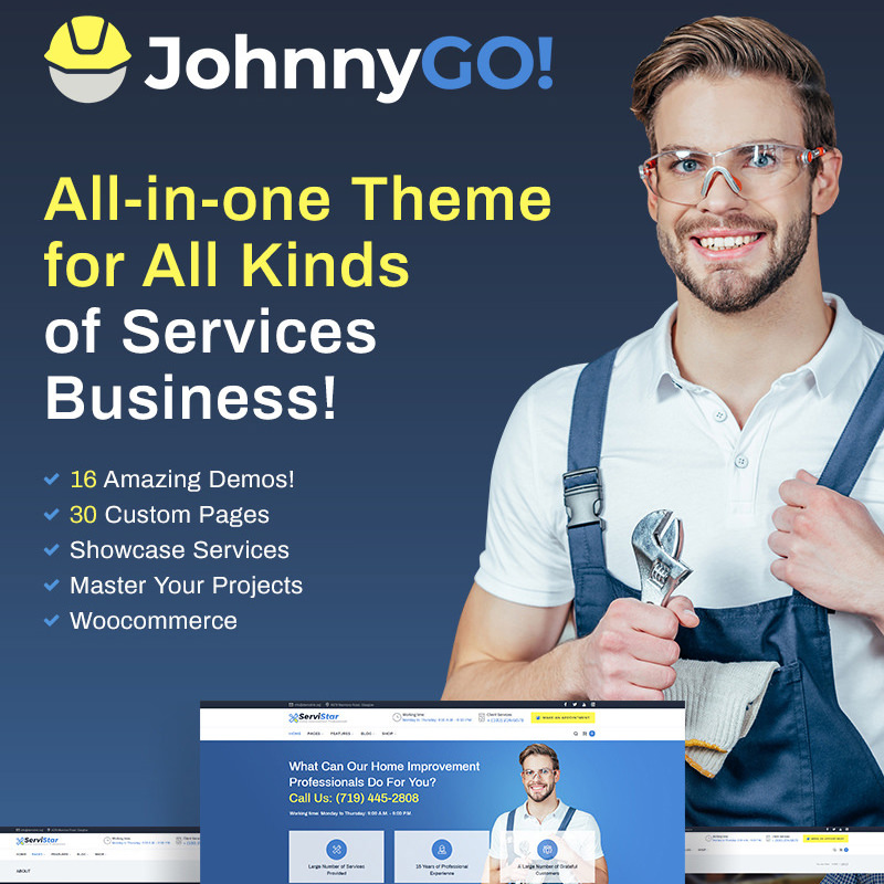 JohnnyGo - багатоцільовий WordPress шаблон сайту домашнього ремонту