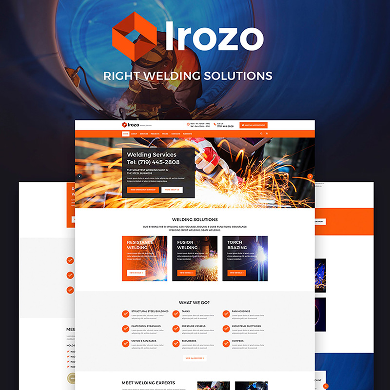 Irozo - шаблон WordPress сайту металургійної компанії