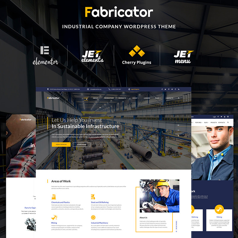 Fabricator - шаблон WordPress сайту промислової компанії