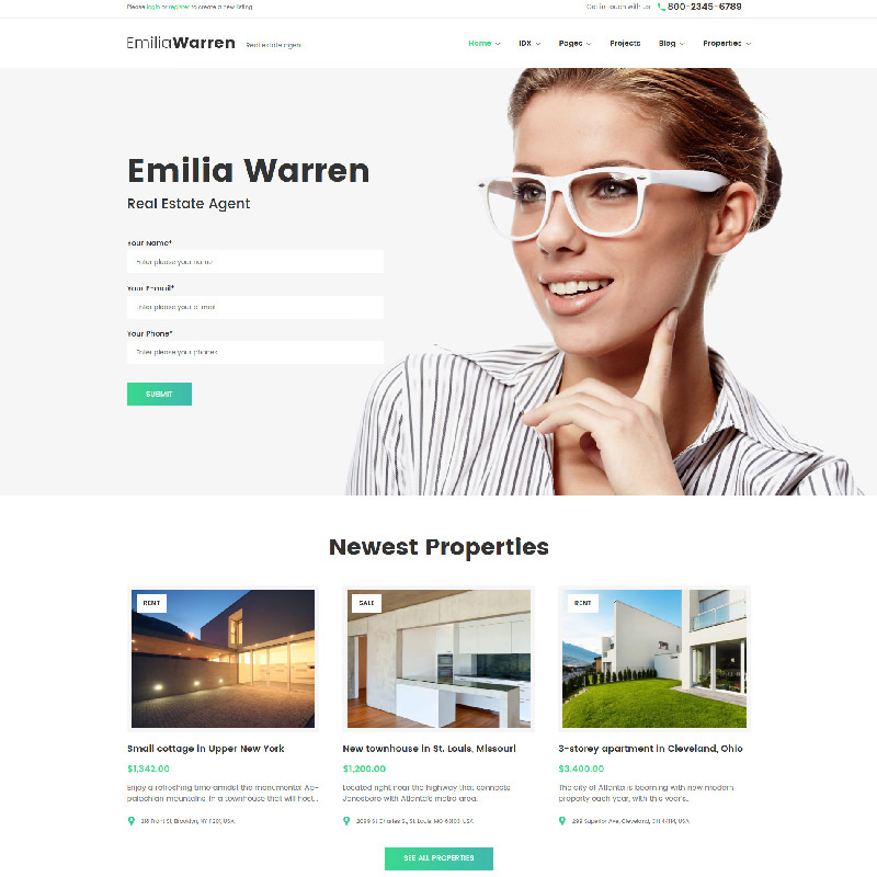 Emilia Warren - шаблон WordPress сайту нерухомості