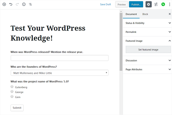 WordPress-da test va testlarni qanday qilib osongina yaratish mumkin