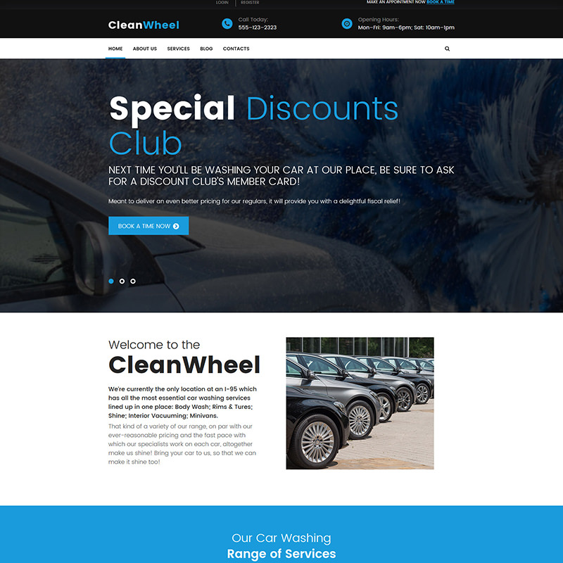 WordPress шаблон CleanWheel Car Wash