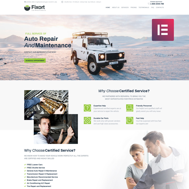 WordPress шаблон Fixort - Car Repair Service Elementor