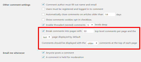 Как разбить комментарии на страницы в WordPress