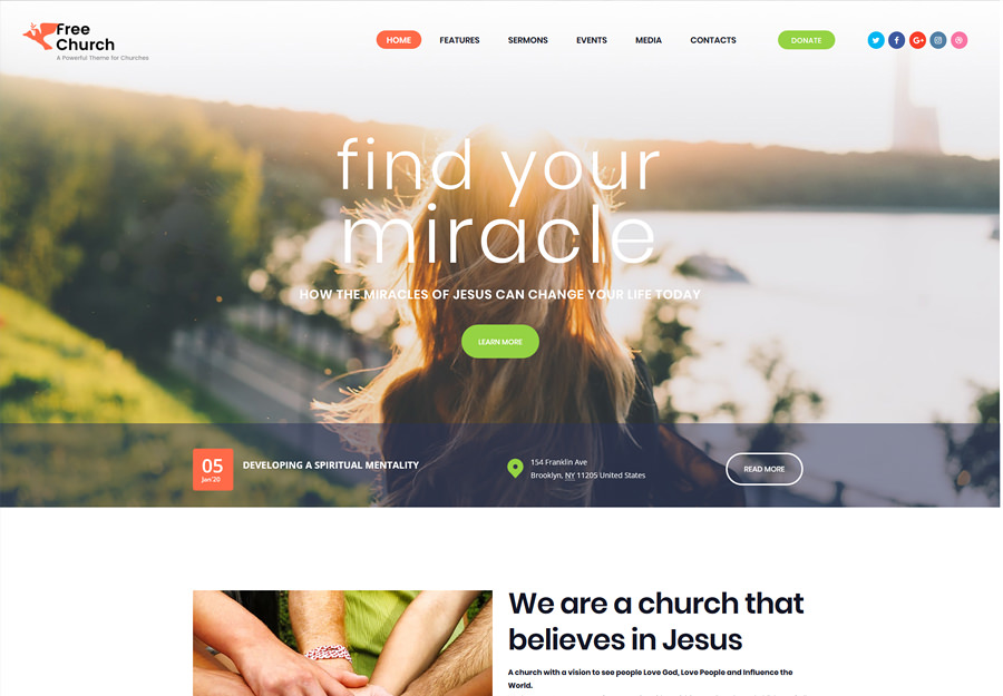 Free Church | WordPress шаблон для религиозной и благотворительной организации.
