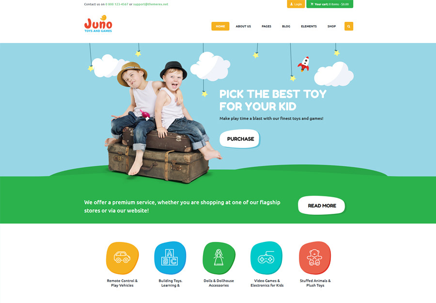 Юнона | Магазин дитячих іграшок та ігор WordPress Theme