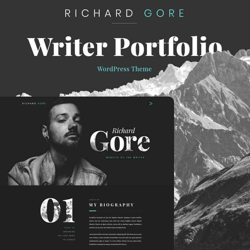 Richard Gore - Elementor WordPress шаблон портфоліо письменника