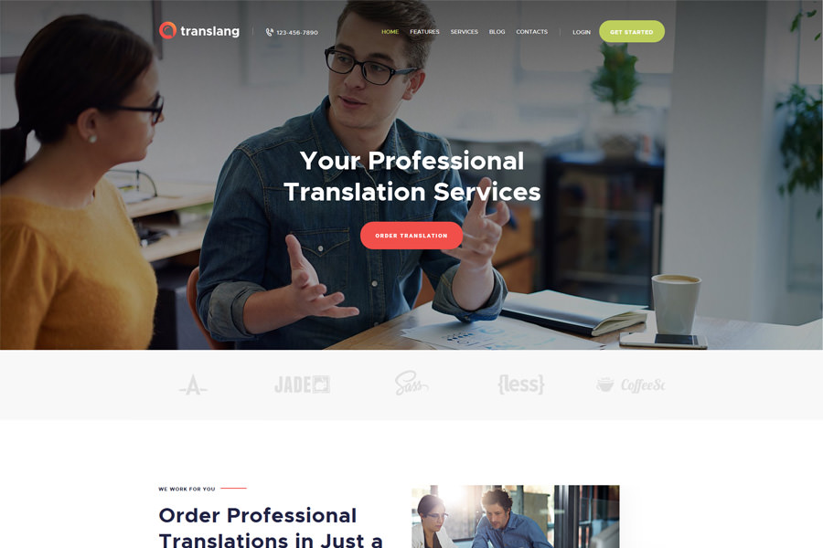 Трансланг | Послуги перекладу та мовні курси WordPress Theme
