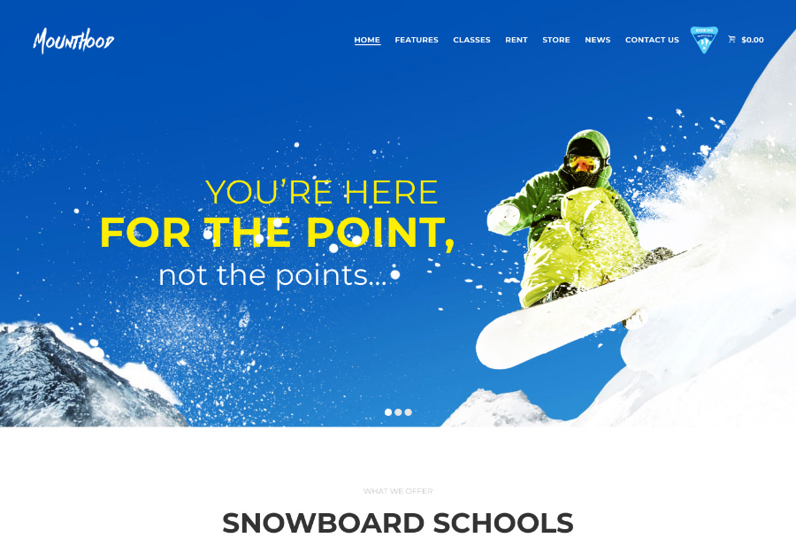 Mounthood | A Modern Ski and Snowboard School WordPress Theme