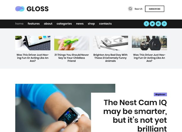 Gloss – найкраща тема WordPress для журналу новин
