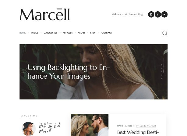 Marcell – це чудовий підсумок цієї колекції простих у використанні тем блогів WordPress