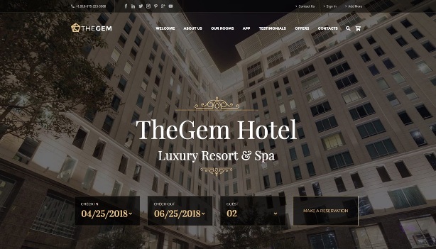 TheGem тема WordPress для отелей