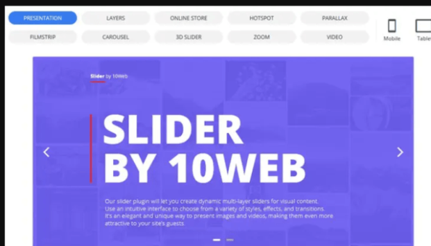 Slider від 10Web – адаптивний слайдер зображень