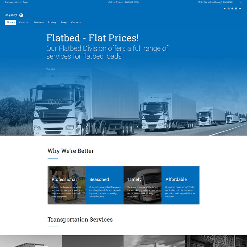 WordPress шаблон Odyssey - Transportation, Trucking & Logistics