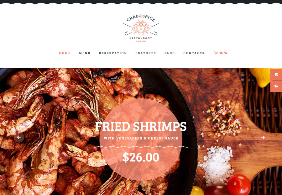 Crab & Spice | Restaurant and Cafe Food WordPress Theme