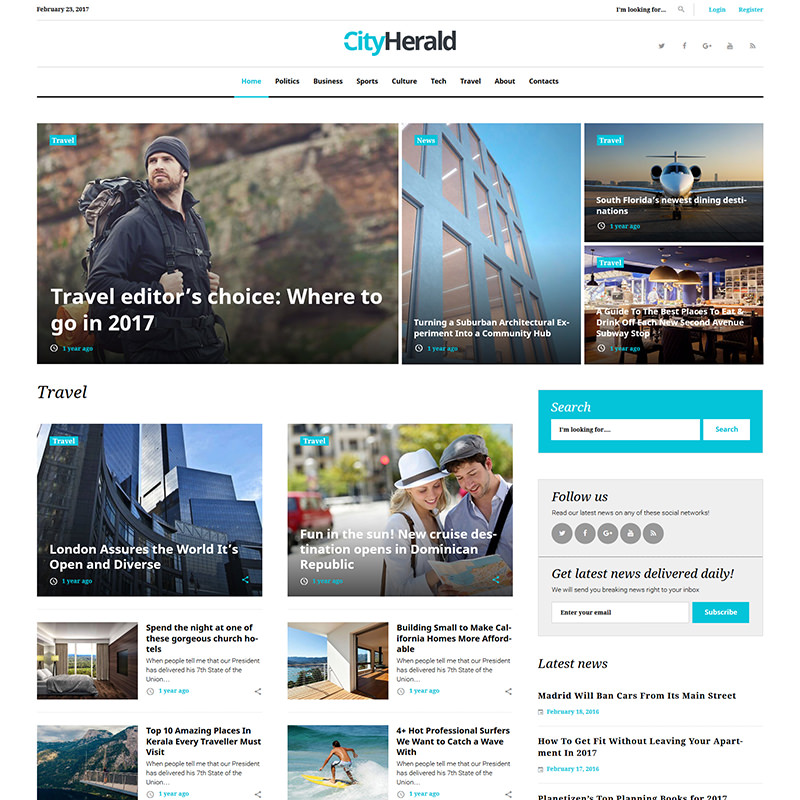 WordPress шаблон City Herald для онлайн-журнала