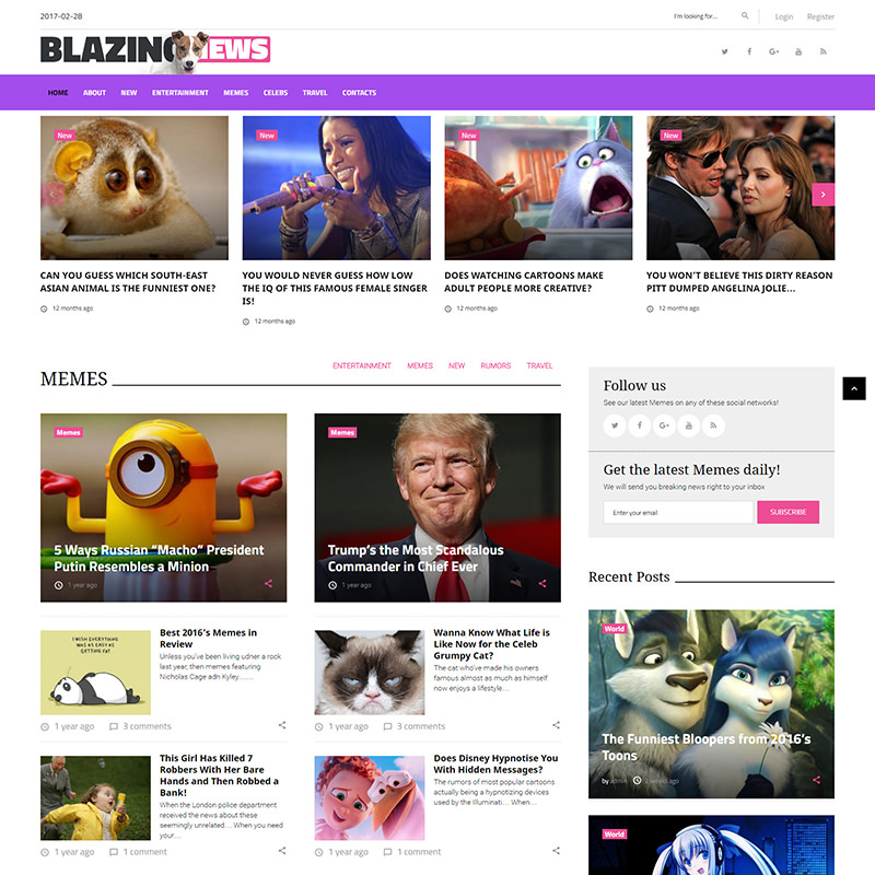 WordPress шаблон BlazingNews - портал новин