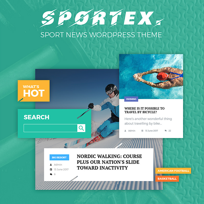 Sportex - адаптивный WordPress шаблон ленты новостей