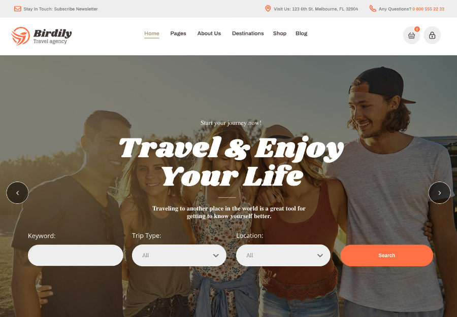 Birdily | Travel Agency & Tour Booking WordPress Theme