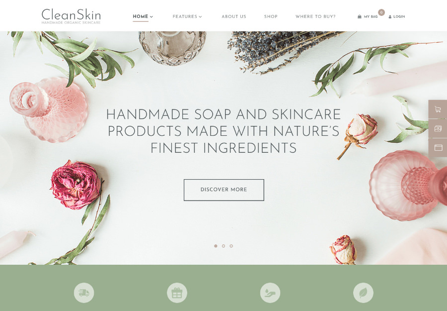 CleanSkin | Органічне мило ручної роботи та натуральна косметика Тема WordPress