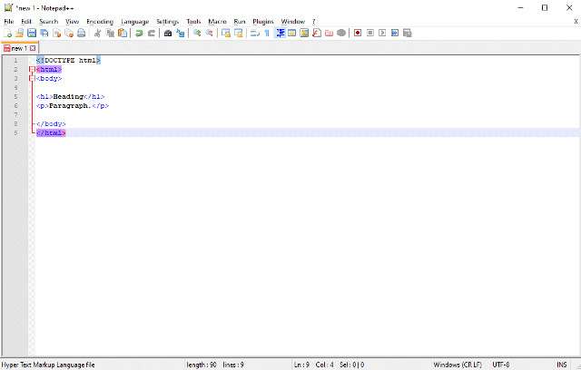 редактор HTML Notepad ++