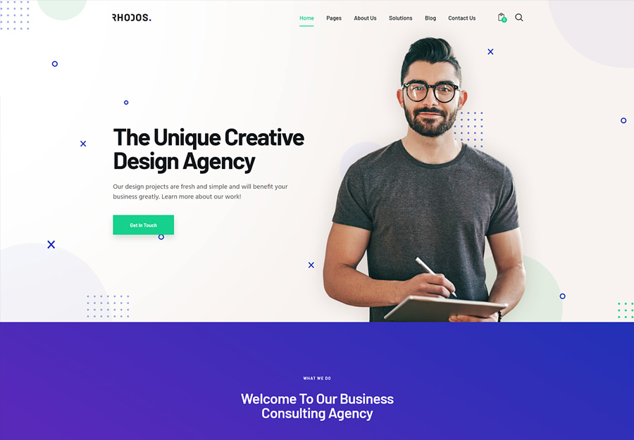 Rhodos – колосальна багатоцільова тема WordPress для бізнесу та портфоліо