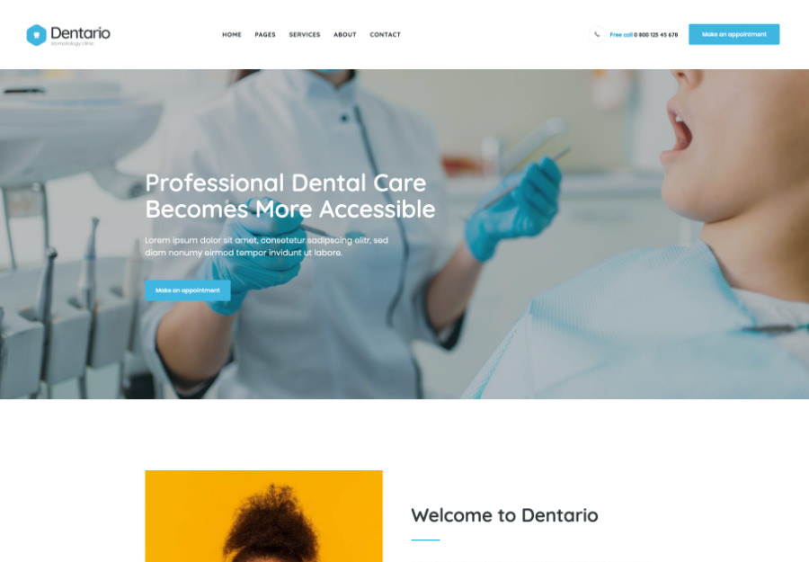 Dentario - stomatolog & Medical Elementor Andoza to'plami