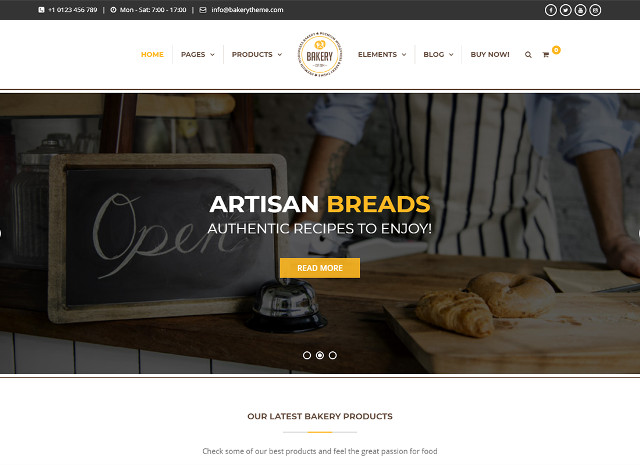 WordPress Пекарня, випічка та тема їжі
