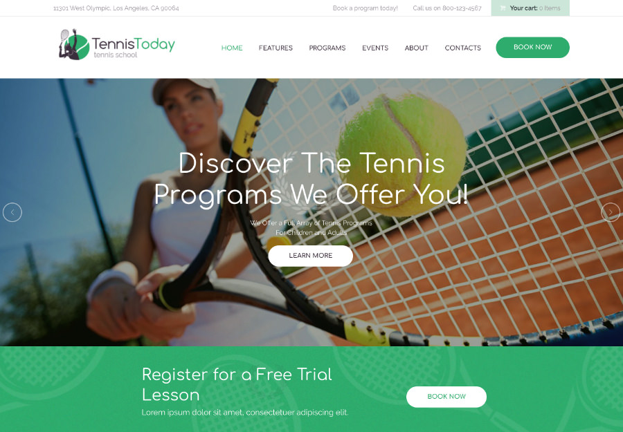 Теніс сьогодні | Тема WordPress для спортивної школи та подій