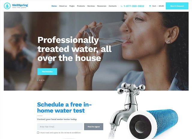 WordPress тема фильтров для воды и доставки питьевой воды