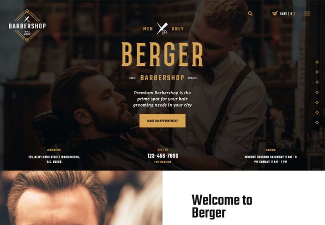 Бергер | Тема для перукарень та перукарень + салон татуювань WordPress