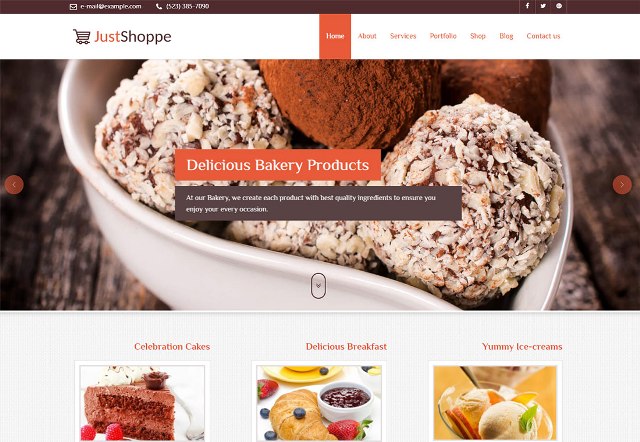 Justshoppe шаблон WordPress для пекарни<