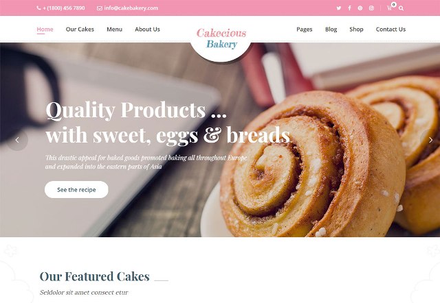 Cakecious | Тема WordPress для кондитерських виробів