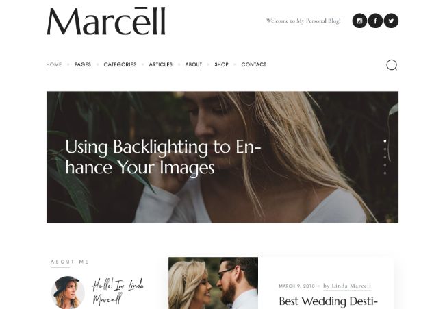 Марселл | 20+ макетів Multi-Concept Персональний блог та журнал WordPress тема