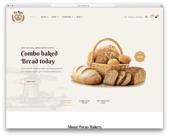 Porus | Тема WordPress для пекарні