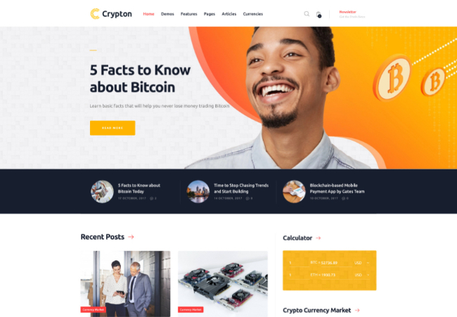 Crypton | Багатоцільова тема для криптовалют та ICO WordPress