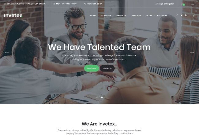 Інветекс | Шаблон сайту для бізнес-консалтингу та інвестицій