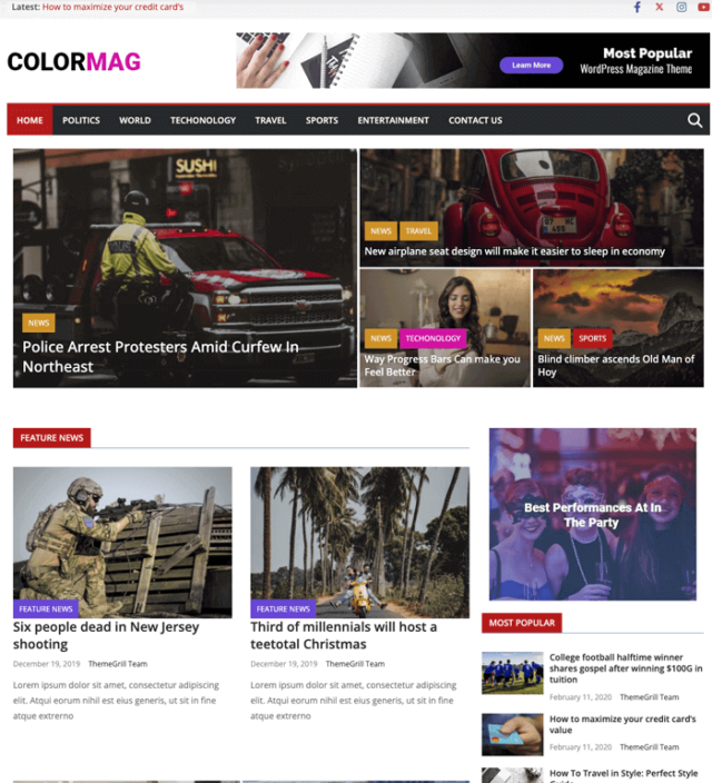 colormag wordpress news themes