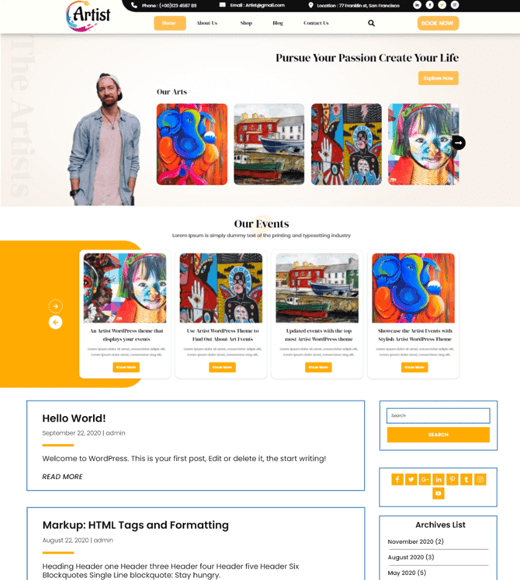 artist portfolio wordpress