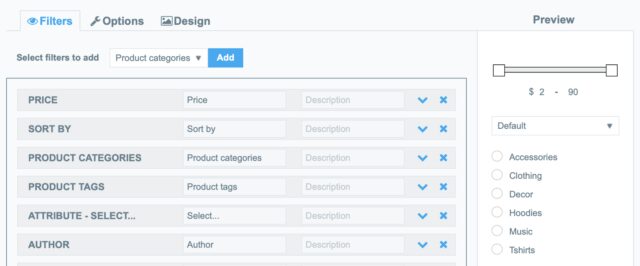 open product filter