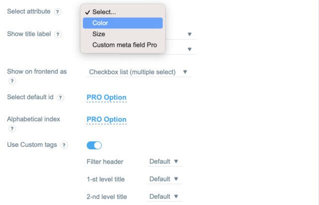 option filter