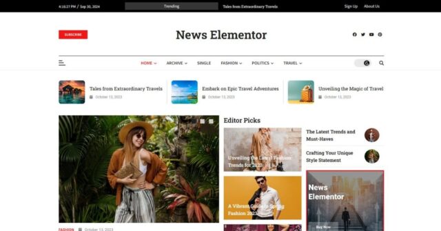 News Elementor Theme for Online