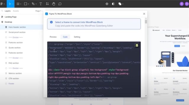 Используйте плагин Figma для WordPress, чтобы сгенерировать код для вставки на ваш сайт WordPress.
