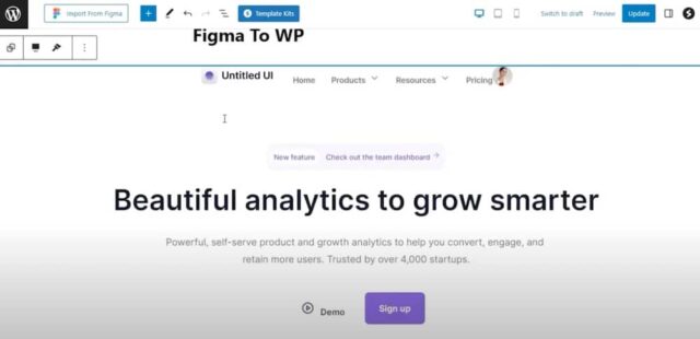 Вставьте сгенерированный код из Figma в WordPress Block в пользовательский HTML-блок в WordPress.