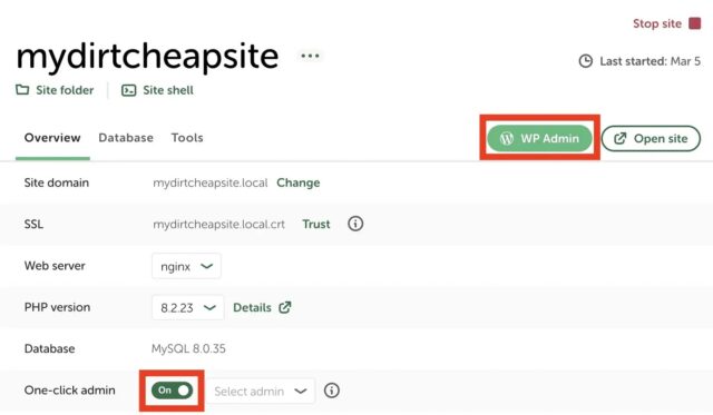 Accessing local WordPress site