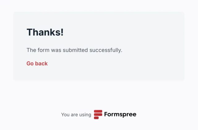 Confirmation message that form